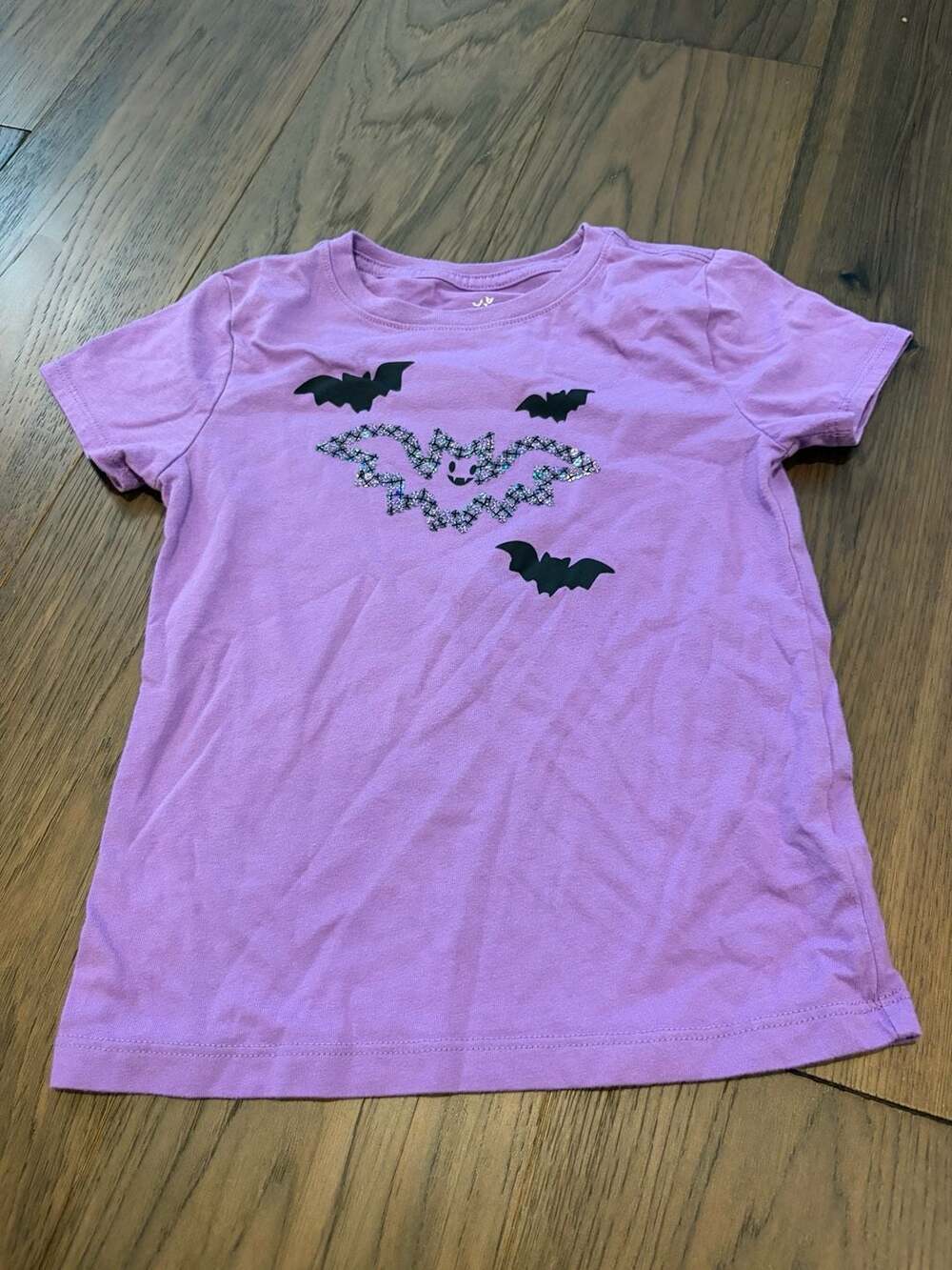Way to Celebrate Halloween Purple Bat Graphic T-Shirt Size 6-6X